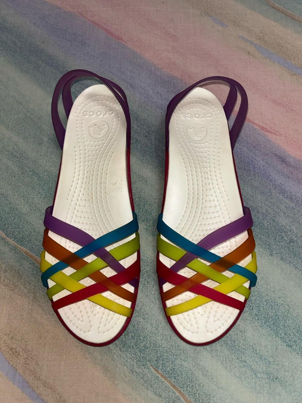 Crocs size 9 Multicolor Isabella Huarache Womens Mini Wedge Strappy Sandals shoe - Picture 5 of 9
